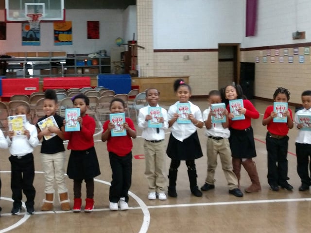 River Roads students lined up to receive their very own age-appropriate Bibles.