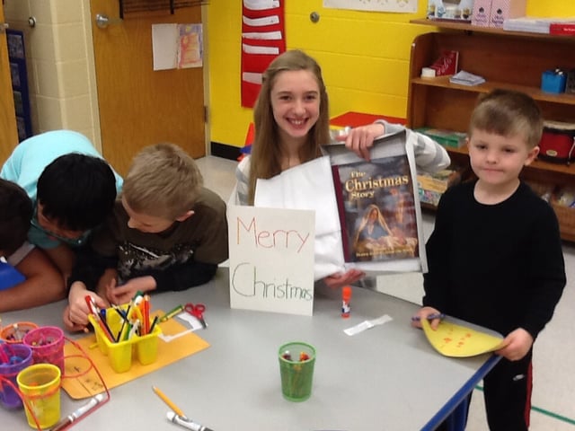The students wrapped the books to help hide the special surprise inside each package. The students wrapped the books to help hide the special surprise inside each package.