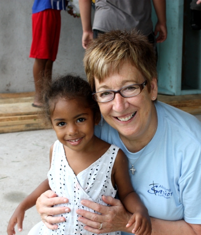 Missionary Jane Haas with a girl from a Honduran orphanage